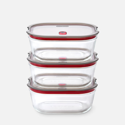 STACK + NEST GLASS FOOD CONTAINERS X3