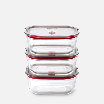 STACK + NEST GLASS FOOD CONTAINERS X3