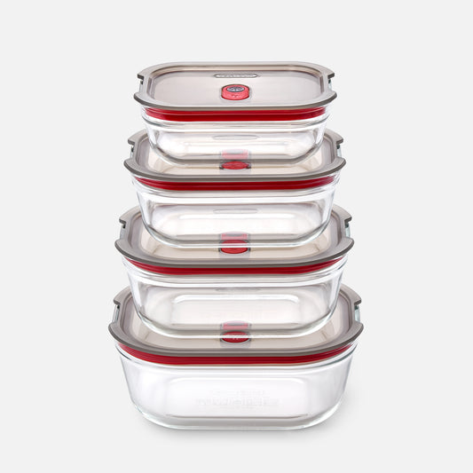 STACK + NEST GLASS FOOD CONTAINERS SET OF 4