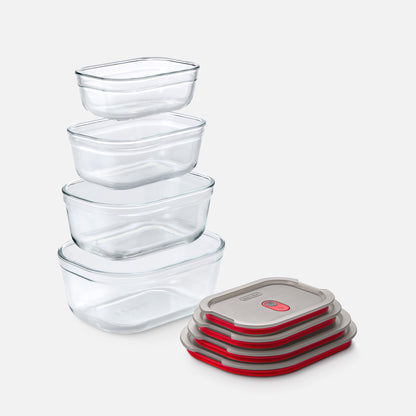 STACK + NEST GLASS FOOD CONTAINERS SET OF 4