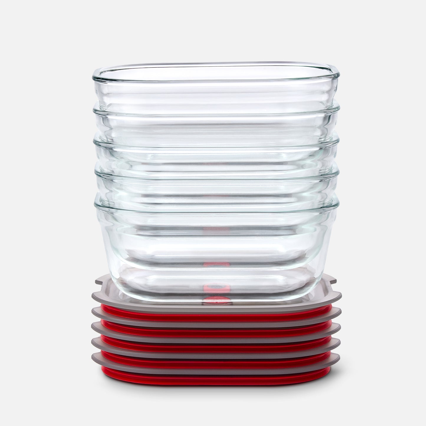 STACK + NEST GLASS FOOD CONTAINERS X5